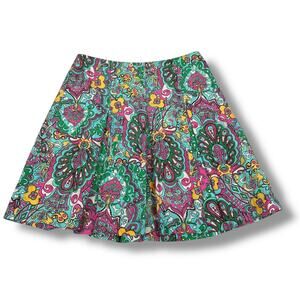 Vintage Lilly Pulitzer Skirt Women’s 4 Blue Green Paisley Peacock Silk Pleats